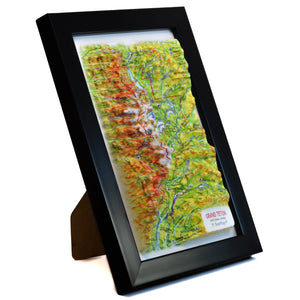 TestPlayNA 3D raised relief map of Grand Teton National Park showing the Teton Range and Jackson Lake