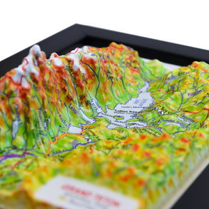 TestPlayNA 3D raised relief map of Grand Teton National Park showing the Teton Range and Jackson Lake