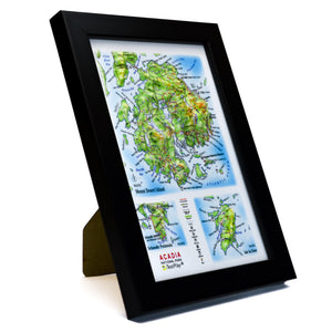 TestPlayNA 3D raised relief map of Acadia National Park showing mountains, coastline, and lakes