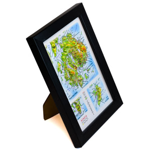 TestPlayNA 3D raised relief map of Acadia National Park showing mountains, coastline, and lakes