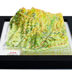 TestPlayNA 3D raised relief map of Zion National Park showing canyons and the Virgin River