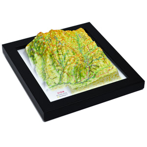 TestPlayNA 3D raised relief map of Zion National Park showing canyons and the Virgin River
