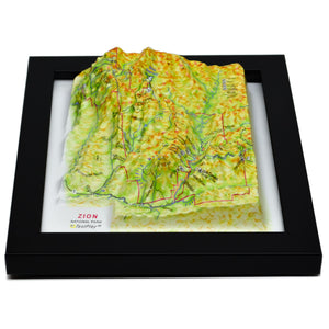 TestPlayNA 3D raised relief map of Zion National Park showing canyons and the Virgin River
