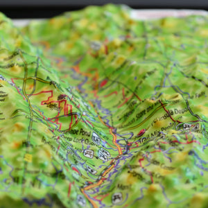 TestPlayNA 3D raised relief map of Cuyahoga Valley National Park showing the river and falls
