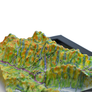 TestPlayNA 3D raised relief map of Glacier National Park showing lakes, valleys, and glaciers