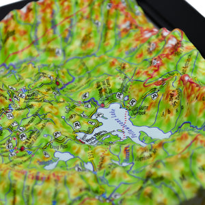 TestPlayNA 3D raised relief map of Yellowstone National Park showing canyons, lakes, and volcanic terrain