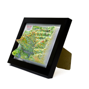 TestPlayNA 3D raised relief map of Great Smoky Mountains National Park showing mountains and hiking trails