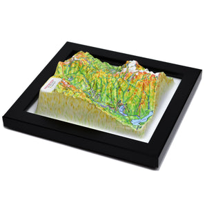 TestPlayNA 3D raised relief map of Rocky Mountain National Park showing mountains, lakes, and trails