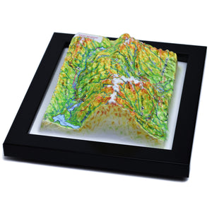 TestPlayNA 3D raised relief map of Rocky Mountain National Park showing mountains, lakes, and trails