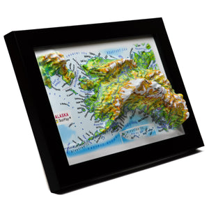 TestPlayNA 3D raised relief map of Alaska showing Mount Denali and mountain ranges