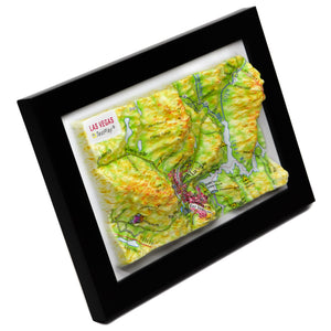 TestPlayNA 3D raised relief map of Las Vegas showing urban layout and surrounding terrain
