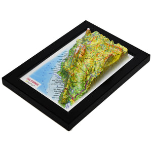 Artful 3D map of California's landscape. A unique gift for nature lovers, bringing the state's majestic mountains and scenic coasts to life.
