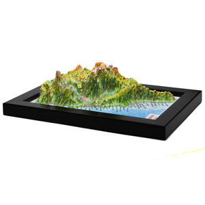 3D relief map of California, a tangible souvenir for travel lovers and adventurers, showing the state's diverse landscapes in intricate detail.