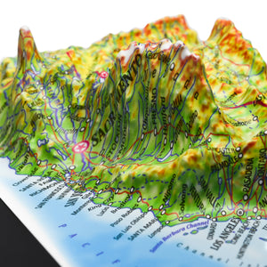 Compact 3D relief map of California measuring 6x4 inches, a perfect collectible for a desk or shelf, highlighting the state's topography.