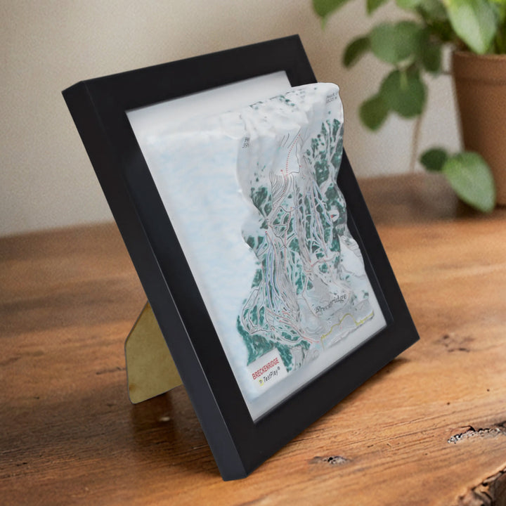 TESTPLAY Breckenridge Ski Area 3D raised relief map showing topography, lifts and ski runs.